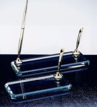 Jade Glass Deluxe Beveled Single Pen Stand (6"X3")