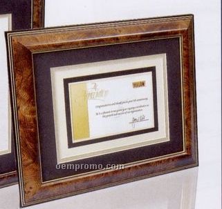 8-1/2"X11" Rich Walnut Burl Certificate Frame W/ Gold Trim & 2 Matboards