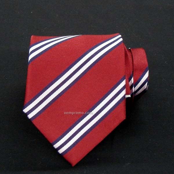 Brooks Silk Necktie (Red, Navy & White)