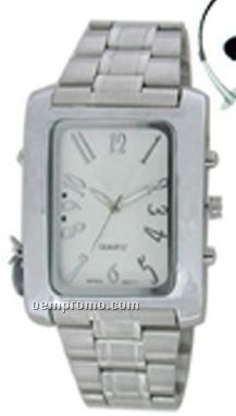 Cititec Mp3 Metal Quartz Watch (Silver W/ Rectangle Face)