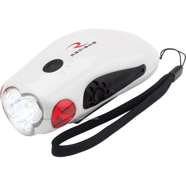 Crank & Rechargeable Safety Flashlight W/ Red & White Led's