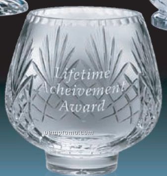 Hand Cut 24% Lead Crystal Round Bowl Awards / 7"