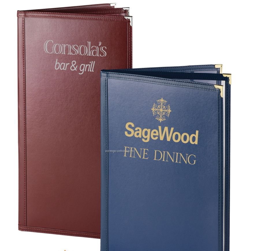 Leatherette Sewn Pajco Menu Cover - Two View/Book Style (4 1/4"X11")
