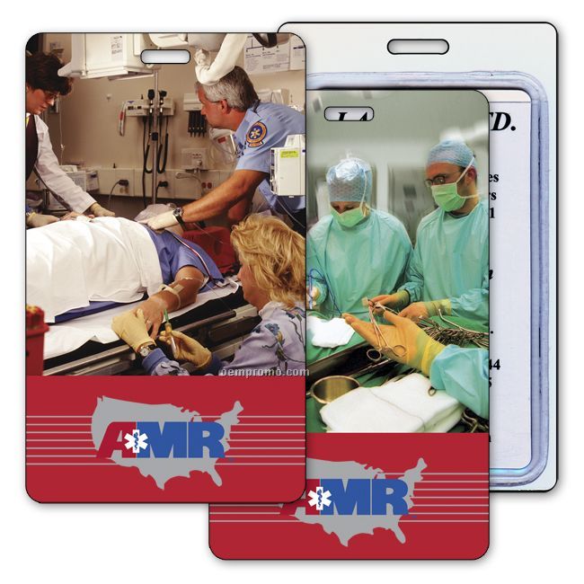 Luggage Tag With 3d Flip Lenticular Image Of An Emergency Room (Imprinted