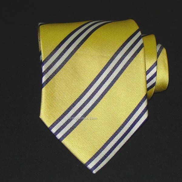 Brooks Silk Necktie (Gold, Navy & White)