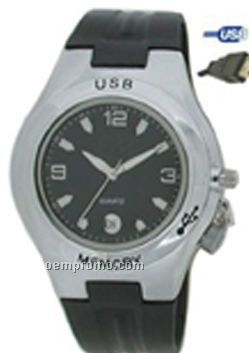 Cititec USB Plastic Quartz Watch (Black W/ Round Face)