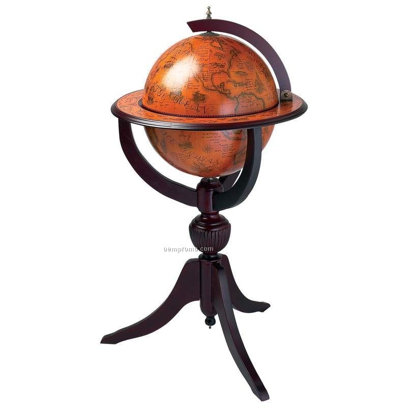 Replica Of Italian Hand Painted Globe Bar /26" Diameter