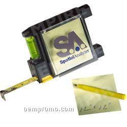 Tape Measure W/Level, Pen And Pad