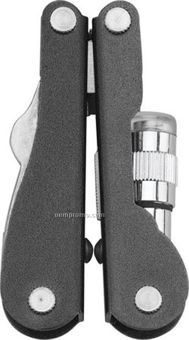 Black Flashlight Tool Kit W/ Utility Knife & White LED