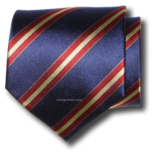 Soldier Stripe Silk Necktie (Navy, Red & Gold)