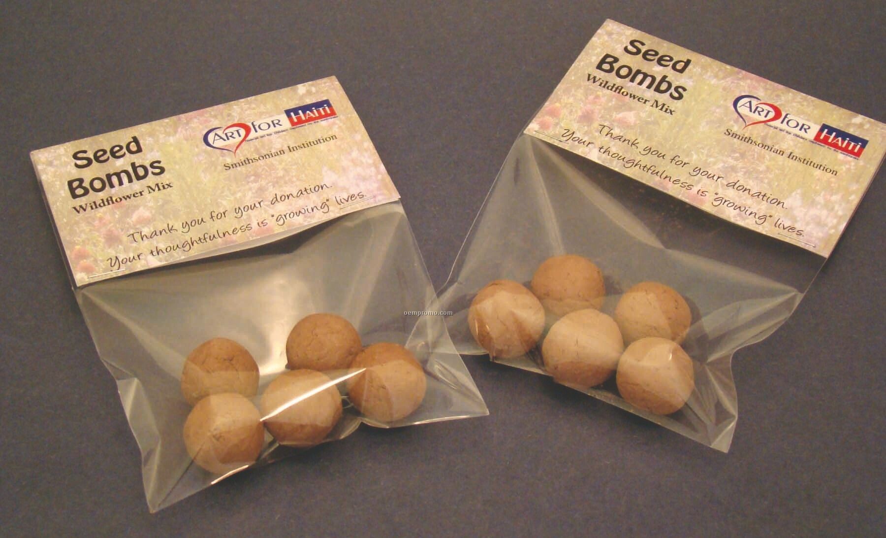 Wildflower Seed Bombs In Clear Poly Bag W/ Header Card (5 Pack)