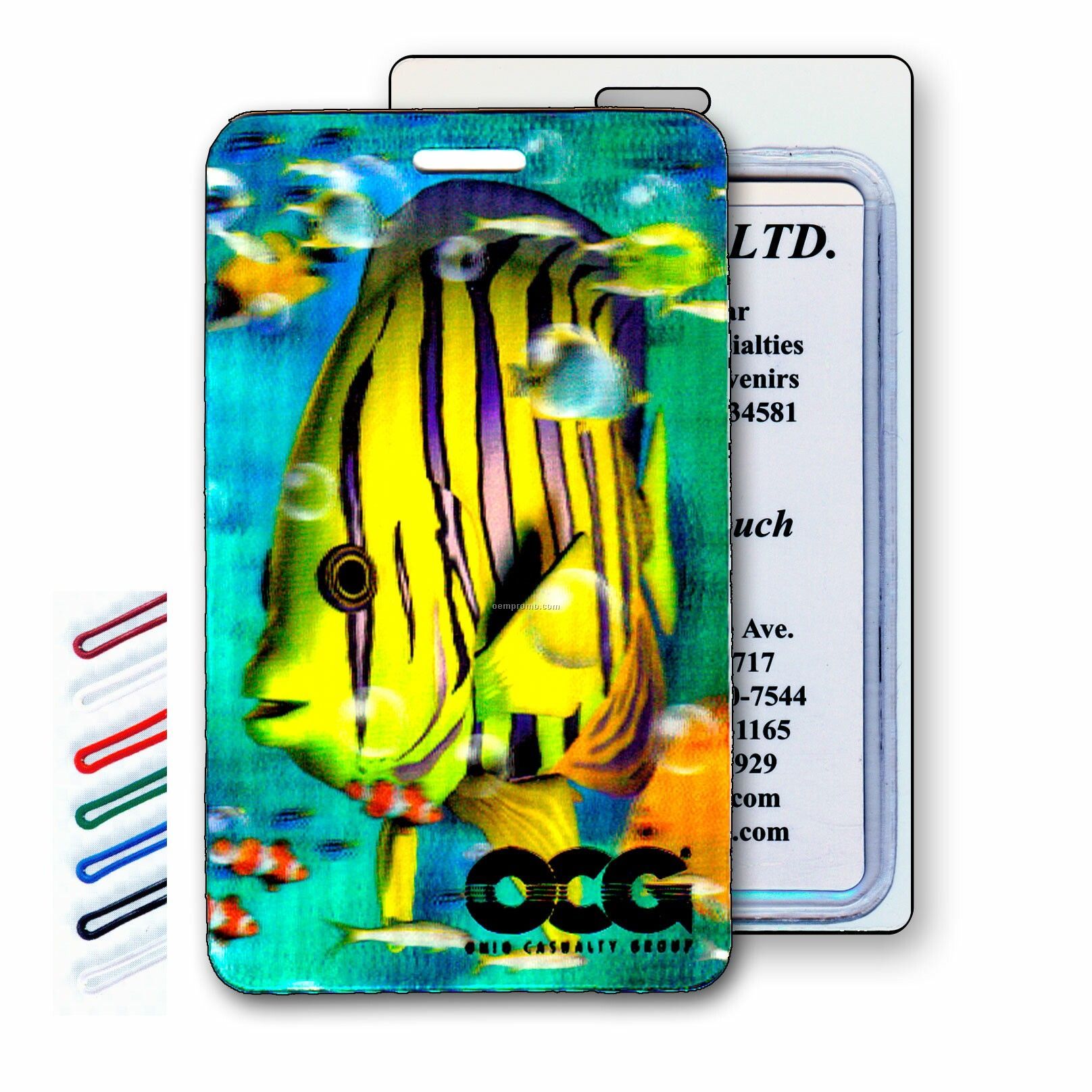 Luggage Tag 3d Lenticular 3d Tropical Fish Stock Image (Blank Product)