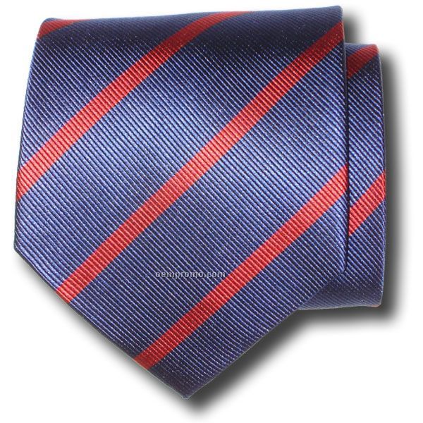 Pencil Stripe Silk Necktie (Navy & Red)