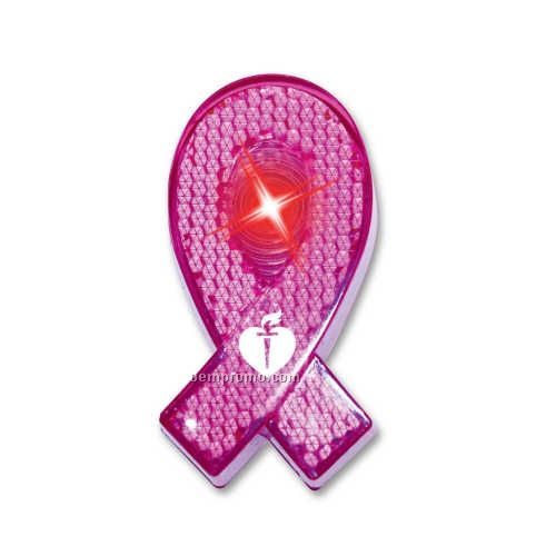 Pink Ribbon Light Up Reflector W/ Red LED