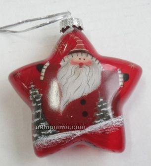 Santa Star Red Glass Ornament