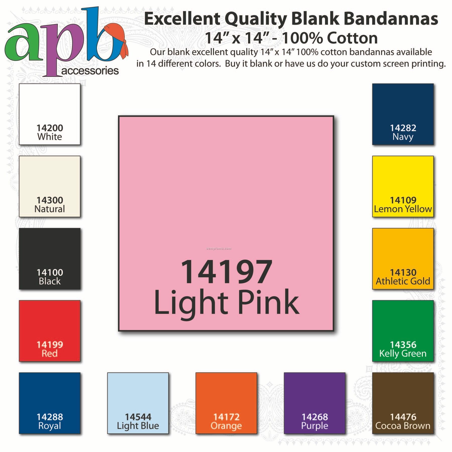 14"X14" Blank Solid Light Pink Imported 100% Cotton Handkerchiefs