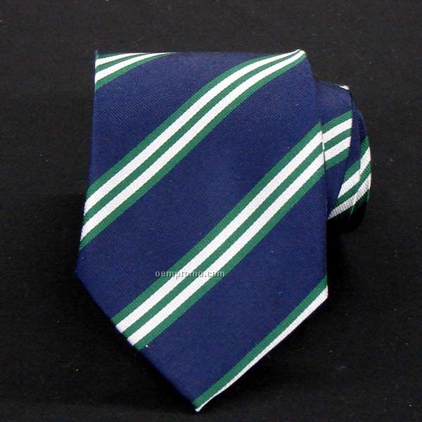 Brooks Silk Necktie (Navy, Green & Silver)