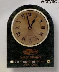 Green Marble Clock W/ Brass Posts