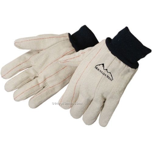 Men's Cotton Corduroy Double Palm Work Gloves In Fluorescent Orange