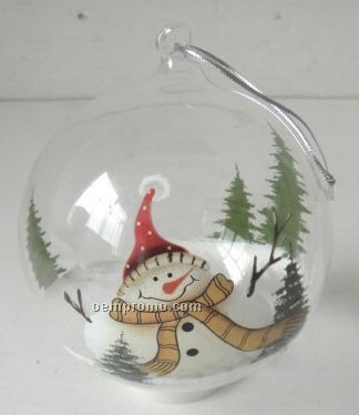 Snowman Clear Round Ornament