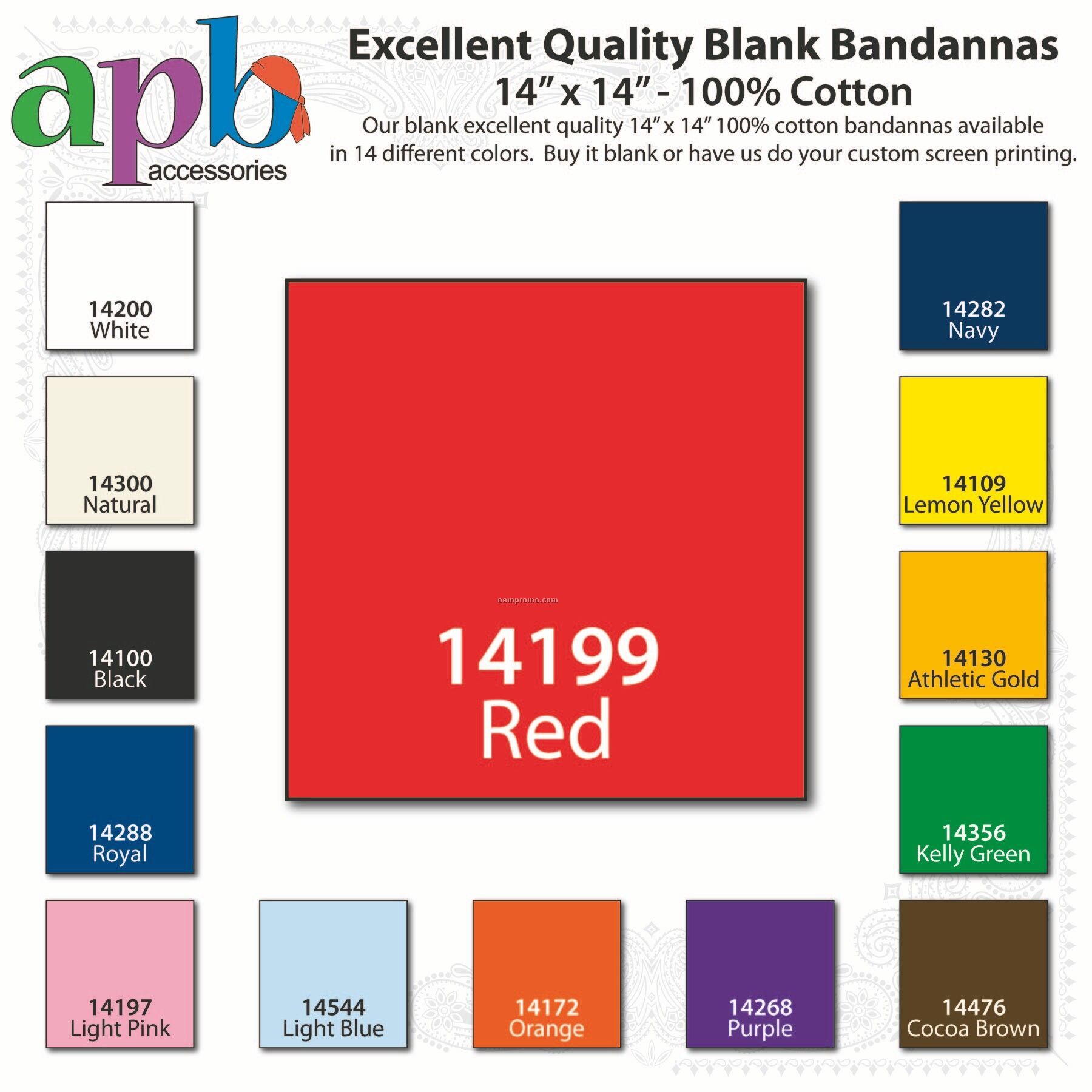 14"X14" Blank Solid Red Imported 100% Cotton Handkerchiefs