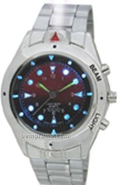 Cititec LED Metal Quartz Watch (Silver W/ White Face)