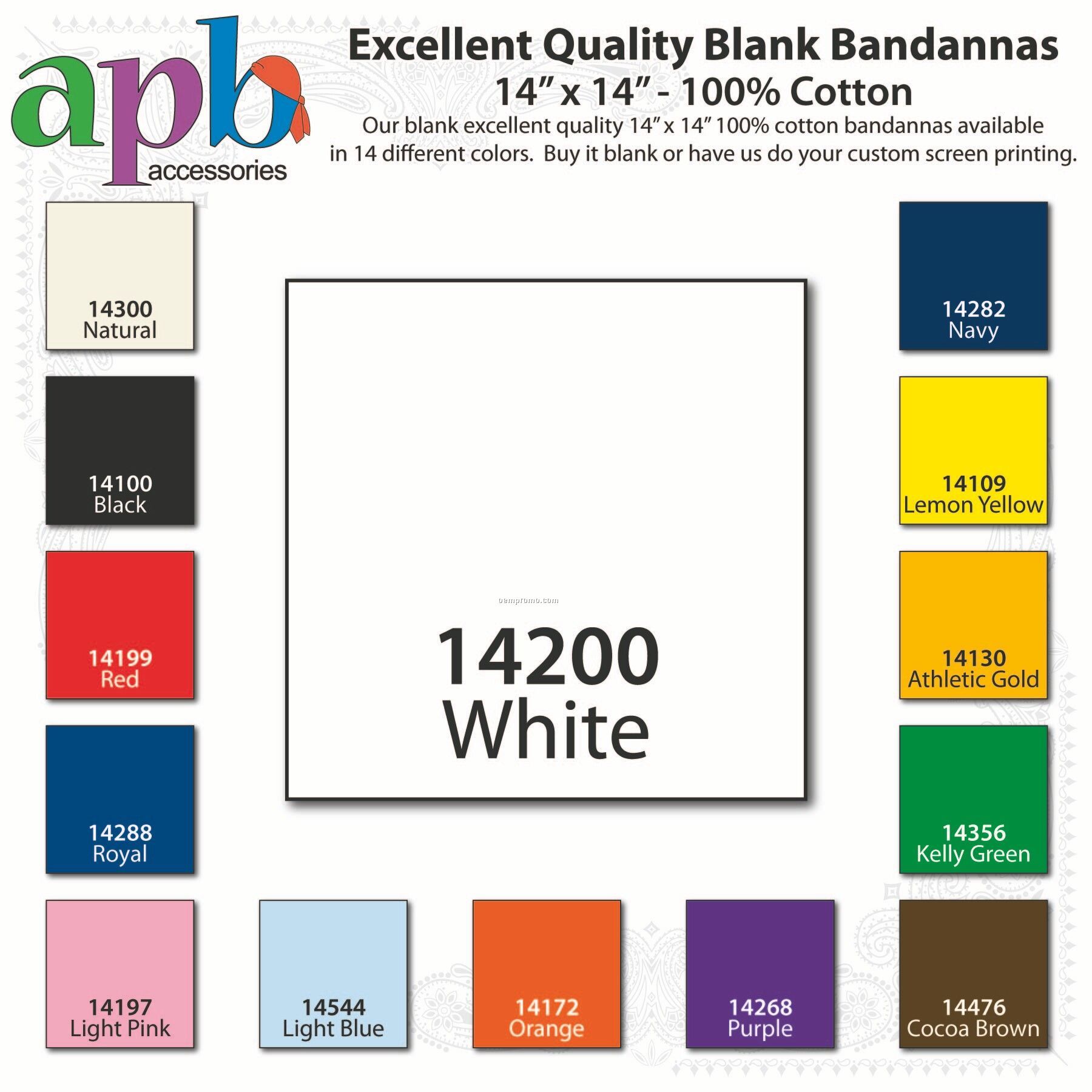 14"X14" Blank Solid White Imported 100% Cotton Handkerchiefs