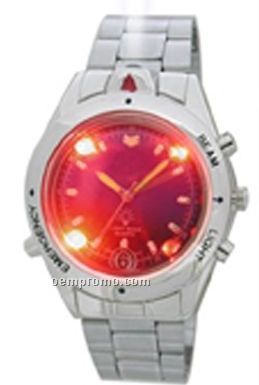 Cititec LED Metal Quartz Watch (Silver W/ Red Face)