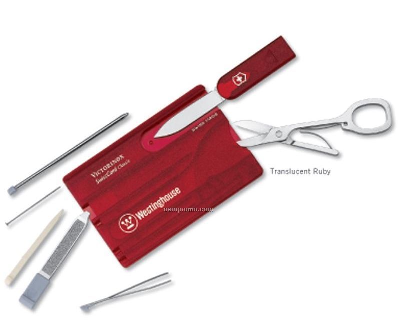 Swiss Army Knife Swisscard Multi-tool - Translucent Ruby Red