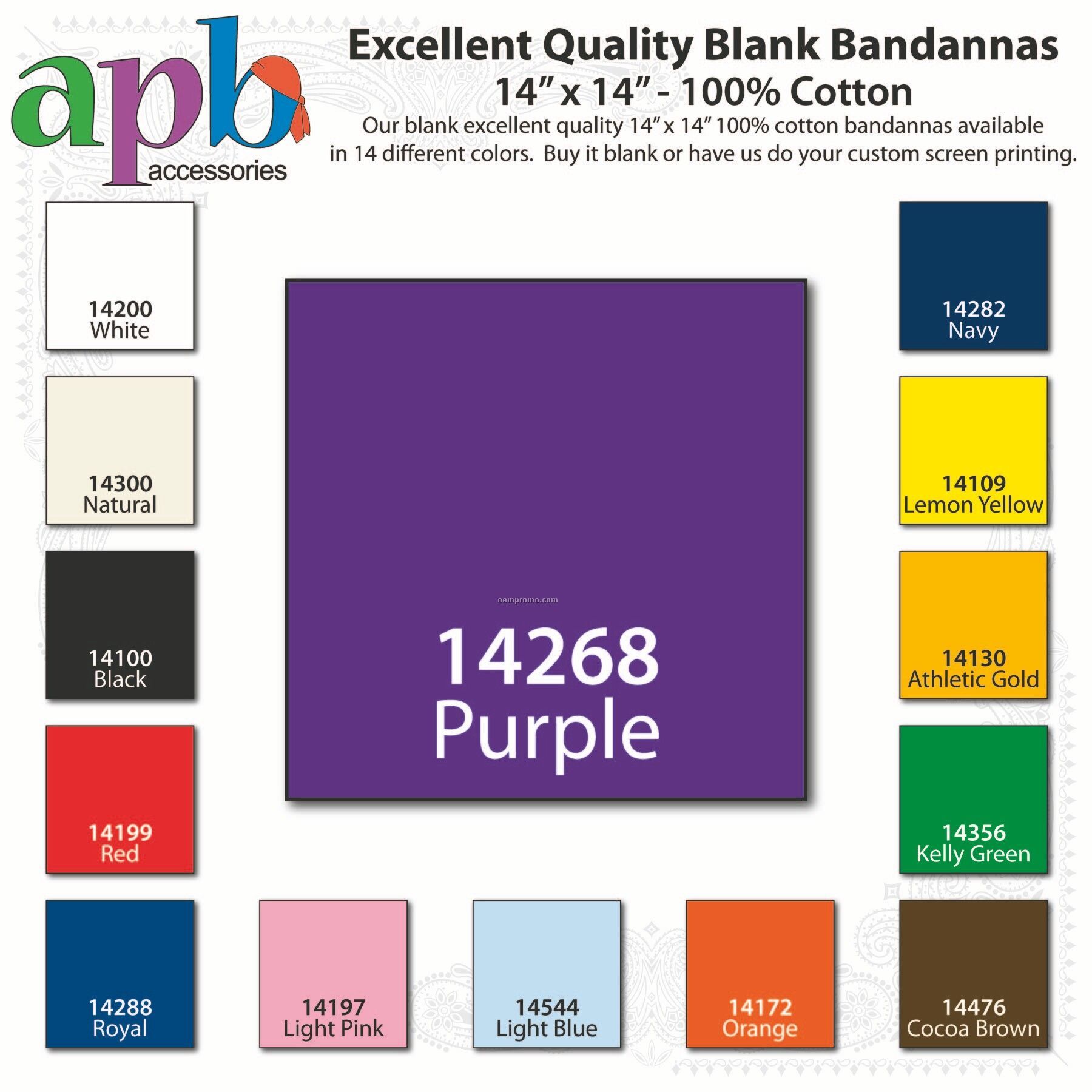 14"X14" Blank Solid Purple Imported 100% Cotton Handkerchiefs