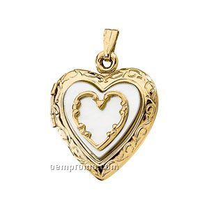 14ky Mother Of Pearl Heart Locket