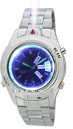 Cititec LED Metal Quartz Watch (Silver W/ Blue Face)