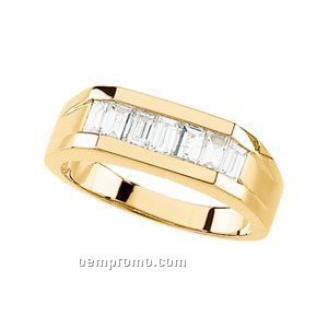 Gents' 14ky 1 Ct Tw Diamond Baguette Straight Ring