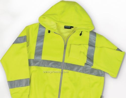 Aware Wear Class 3 Zippered Safety Sweatshirt - Hi-viz Lime