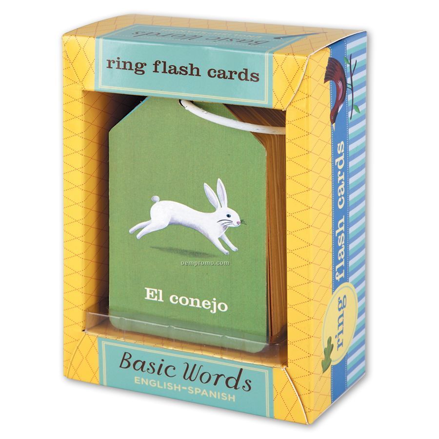 Basic Words Spanish / English Ring Flash Cards