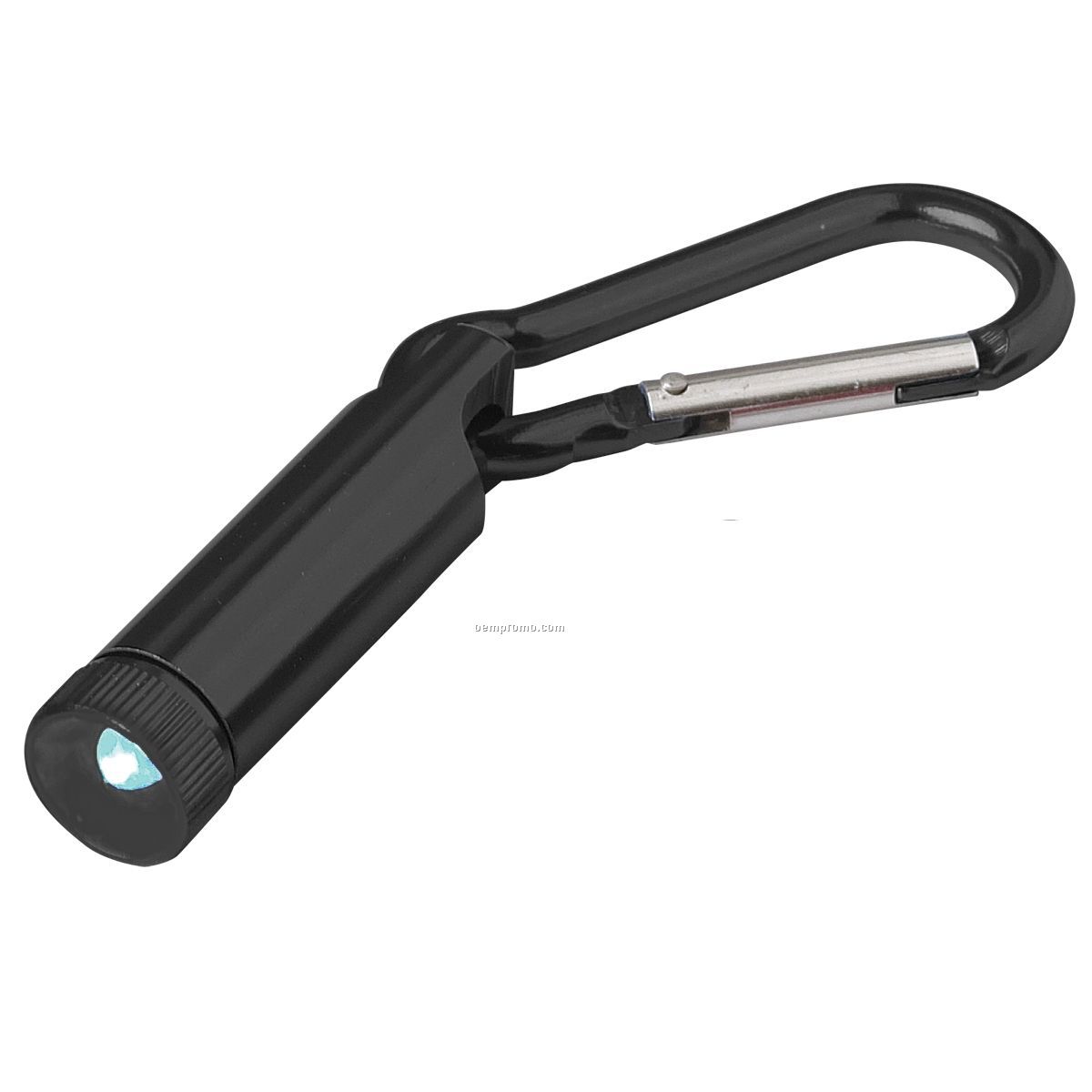 Black Carabiner Flashlight W/ White LED