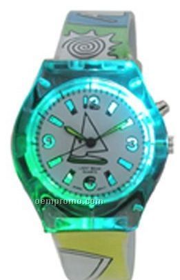 Cititec LED Plastic Quartz Watch (Silver/ Yellow/ Green)
