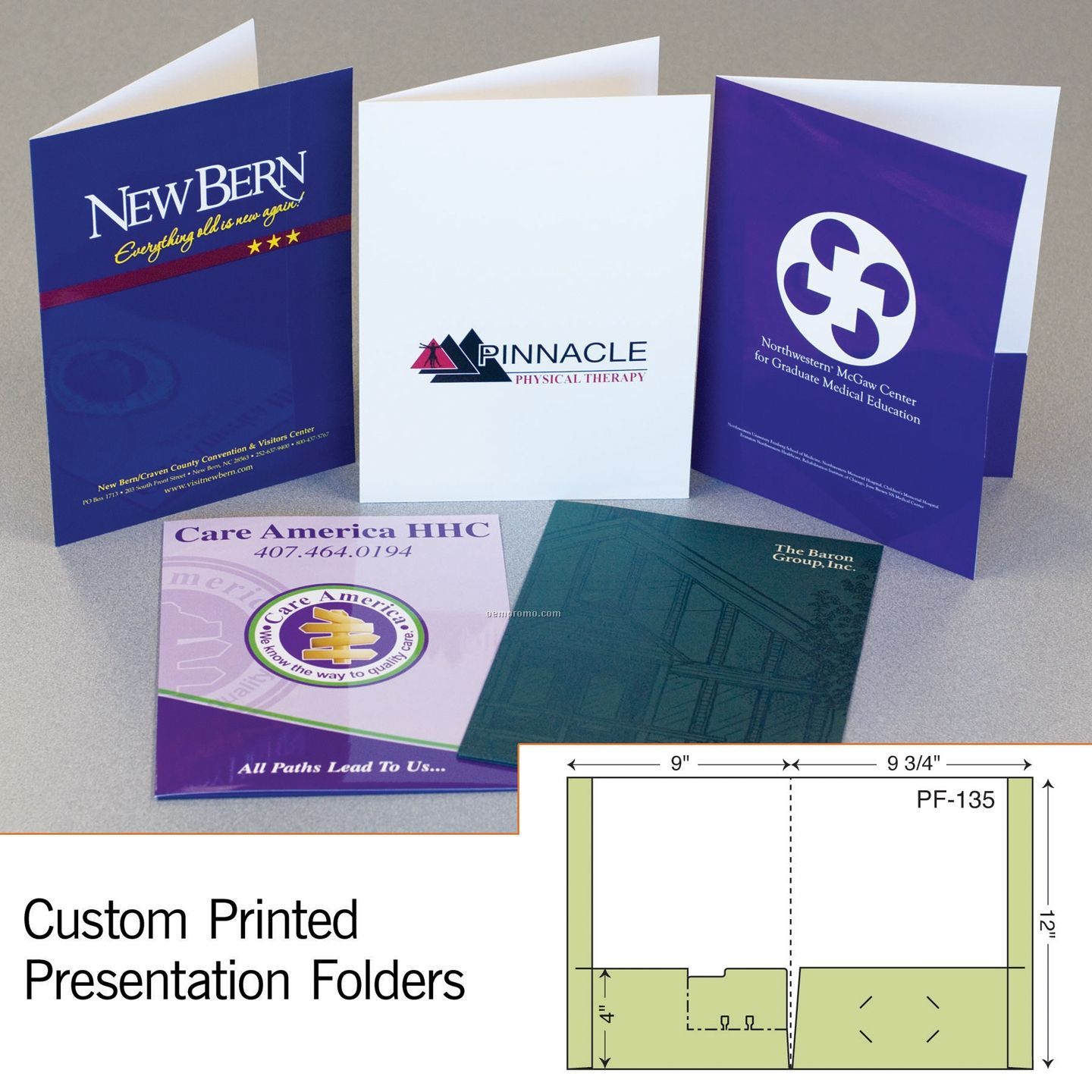 Presentation Folder W/ 2 Reinforced Pocket & Rolodex Card (1 Color/1 Side)