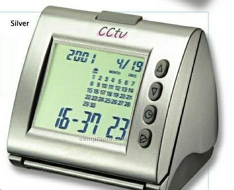 T Form Desktop Alarm Clock With Calendar/ Calculator