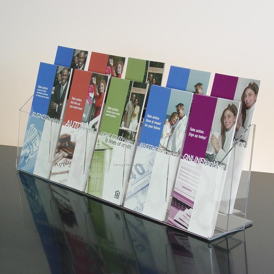 10-pocket Clear Acrylic Brochure Holder - Countertop