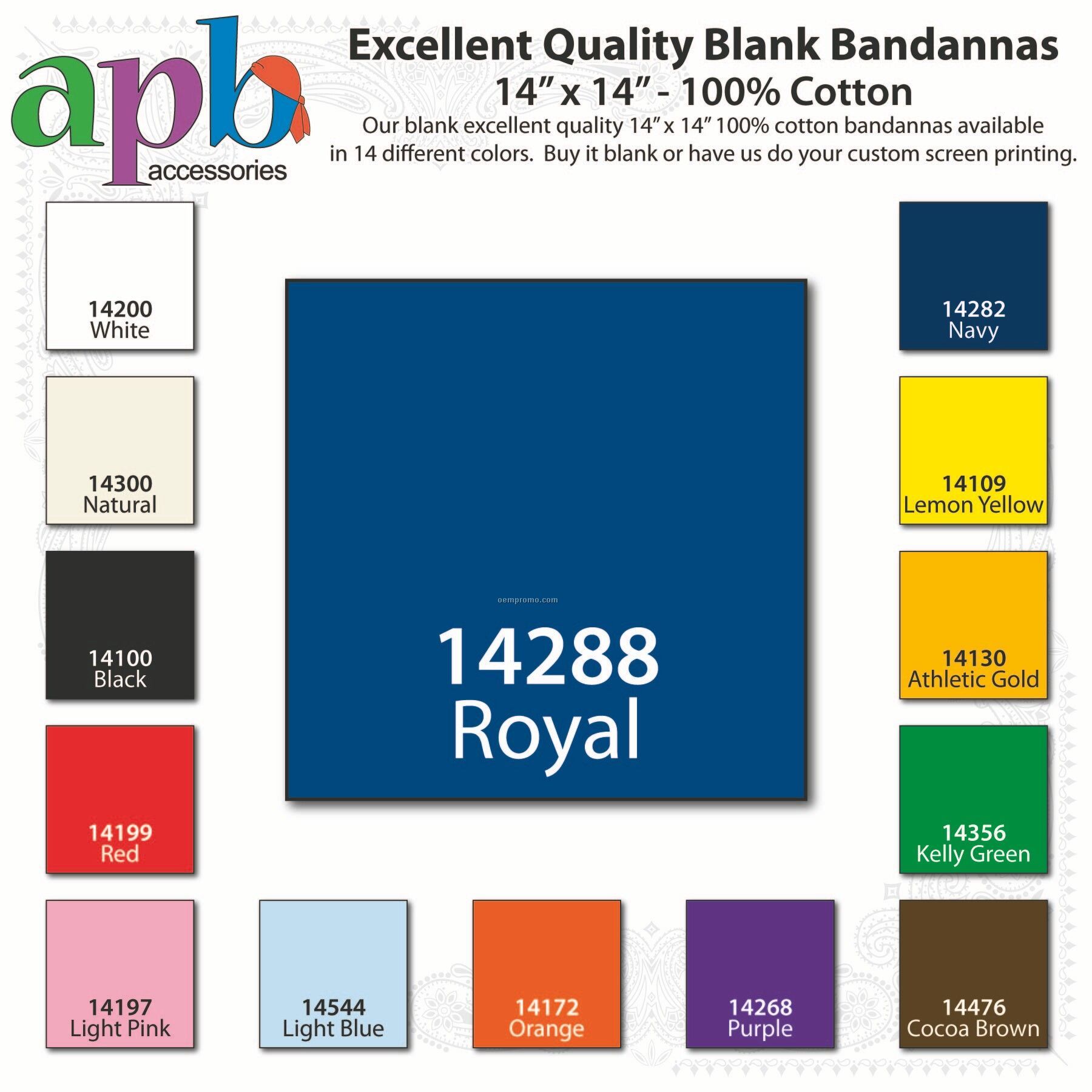 14"X14" Blank Solid Royal Blue Imported 100% Cotton Handkerchiefs
