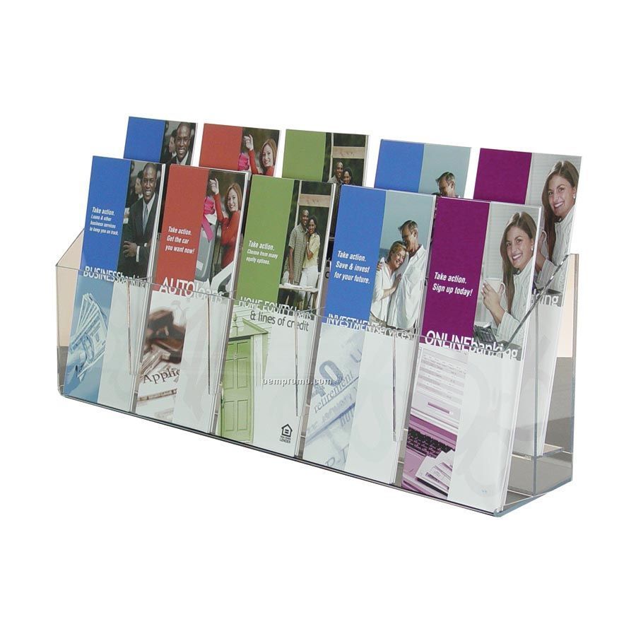 10-pocket Clear Acrylic Brochure Holder - Wall