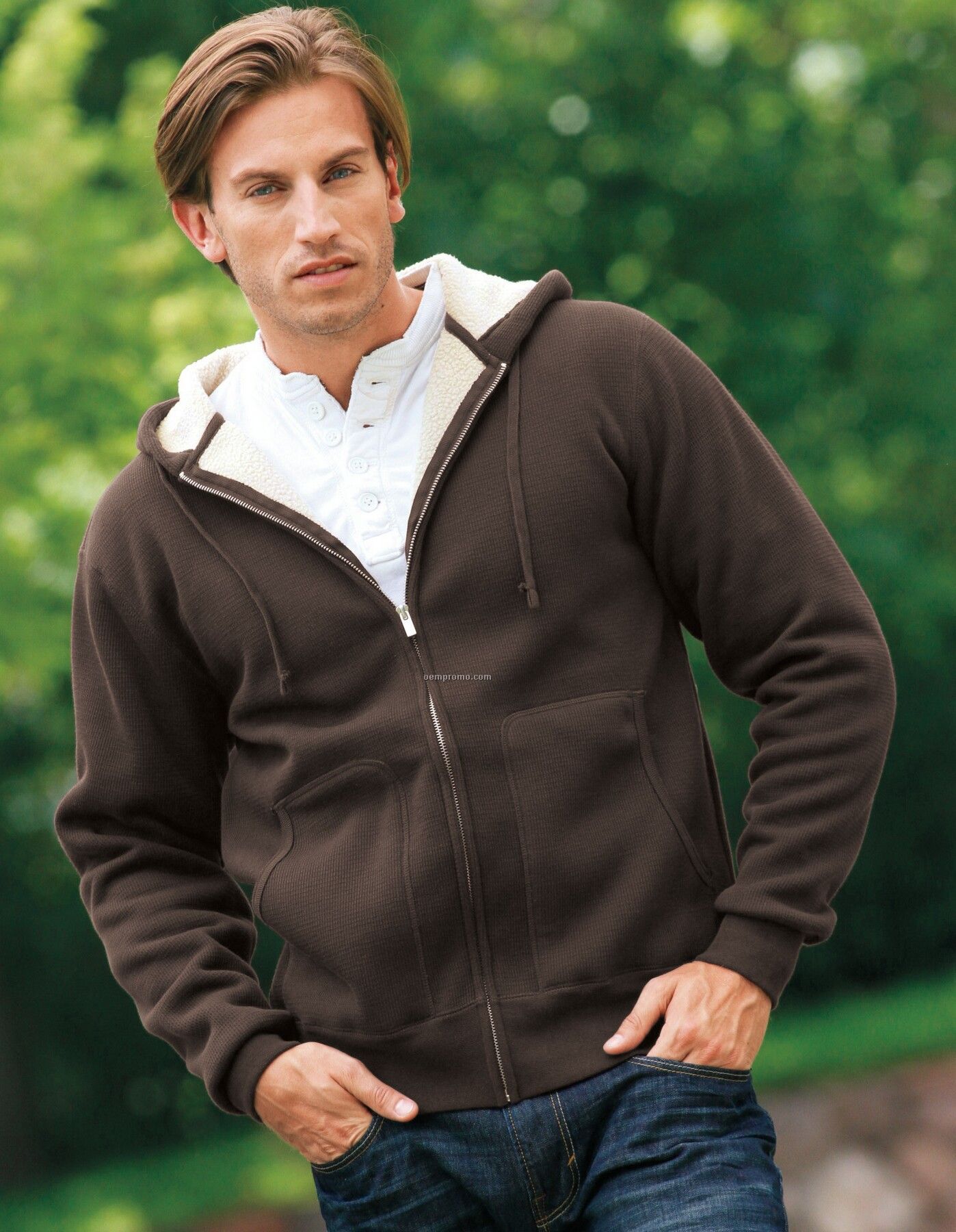 Independent Trading Men's Sherpa Lined Full Zip Hooded Thermal