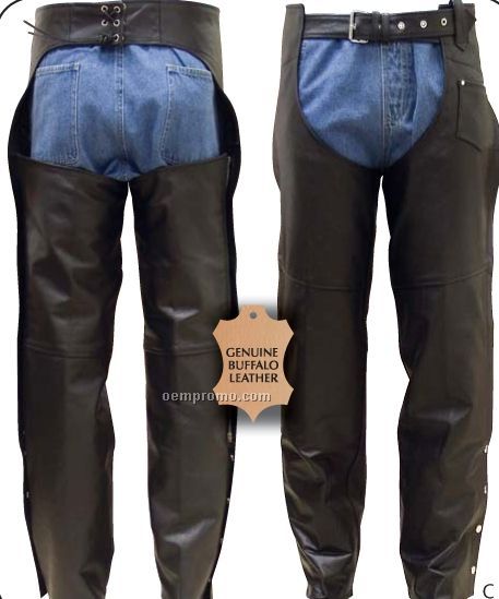 Rocky Mountain Hides Unisex Solid Genuine Buffalo Leather Chaps (M)