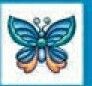 Stock Temporary Tattoo - Blue/ Orange Butterfly 23 (1.5"X1.5")