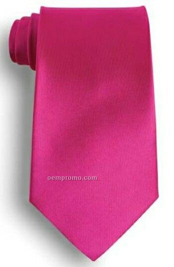 Wolfmark Solid Series Fuchsia Pink Polyester Satin Tie