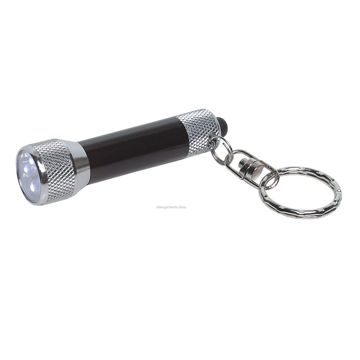 Black Flashlight Keychain W/ White LED