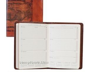 Brown Ostrich Calfskin Leather Desk Size Telephone/ Address Book