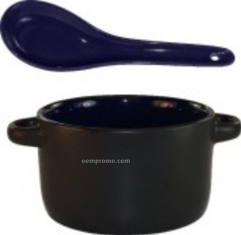 12.5 Oz. Hilo Ceramic Soup Mug W/Spoon
