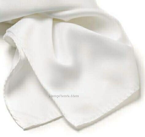 Wolfmark Solid Series White Polyester Satin Scarf (21"X21")